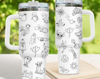 Disneyland 40oz Tumbler, Magical Disney Travel Mug, Disney Characters Insulated Drinkware, Magic Kingdom Tumbler, Fantasia Mickey Mug