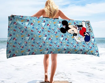Custom Mickey Cruise Beach Towel, Personalized Disney Cruise Towel, Family Vacation Pool Towel, Mickey Summer Beach Towel, Disney Gift