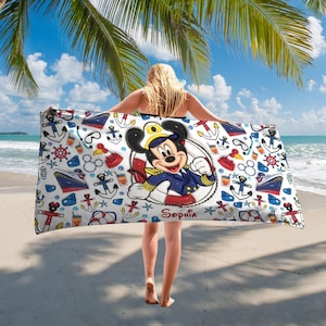 Custom Family Cruise Trip Beach Towel, Personalized Mickey Cruise Vacation Towel, Mickey Lovers Bath Towel, Disney Cruise Beach Towel