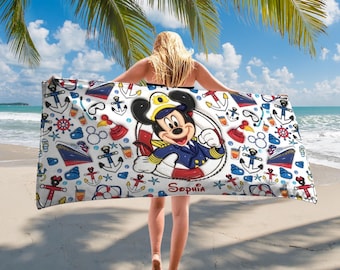 Custom Family Cruise Trip Beach Towel, Personalized Mickey Cruise Vacation Towel, Mickey Lovers Bath Towel, Disney Cruise Beach Towel