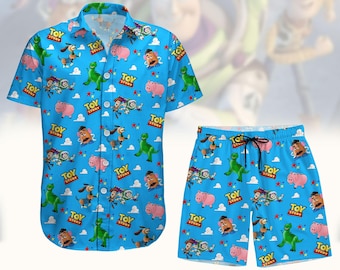 Toy Story Button Shirt And Shorts Set, Disney Matching Outfit, Disneyland Button Shirt, Woody Buzz Hawaii Short, Toy Story Summer Sets