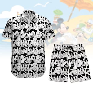 Camisa con botones de Mickey y sus amigos, camisa con botones de viaje familiar a Disney, camisa hawaiana de Mickey de Disneyland, camisa del Reino Mágico, camisa