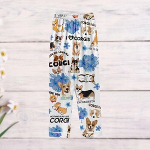 Corgi Dog Pajamas Set, Corgi Floral Pajamas, Cute Pet Mom Long Sleeve Pyjamas, Animal Holiday Pjs, Corgi Mom Gift, Corgi Mama Pjs