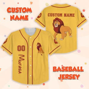Custom Mufasa Lion King Baseball Jersey, Disney Dad Shirt, Family Trip Matching Tee, Pride Lands Disney Outfit, Lion King Jersey Shirt