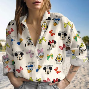 Blusa de Mickey y sus amigos, camisa de Minnie Donald Goofy, camisa de firmas Coquette Bows, blusa de Mickey Mouse, atuendo de Disney