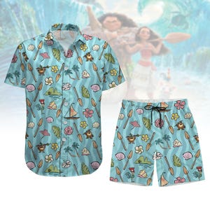 Moana Movie Button Shirt Shorts, Disney Princess Hawaiian Shirt, Moana And Maui Shirt, Cartoon Movie Shirt, Disney Moana Hawaii Short