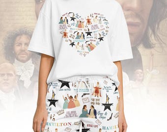 Hamilton Musical Tshirt And Shorts, Broadway Theater PJs, Musical Sleepwear, Cute Loungewear Outfit, Alexander Hamilton Pajamas Set