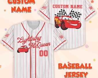 Camiseta de béisbol personalizada de Rayo McQueen, camiseta de carreras de Disney Pixar, camiseta familiar de Radiator Springs, atuendo de vacaciones de Disney