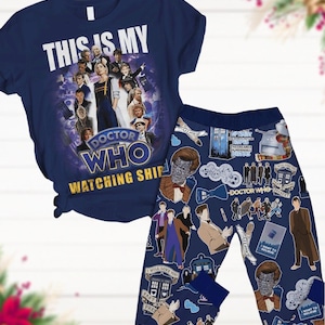 Set pigiama natalizio Doctor Who, maglietta della serie TV, regalo per gli amanti della fantascienza, set pigiama abbinato del film Dr. Who, pigiama per feste, pigiama di Natale