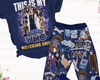 Christmas Doctor Who Pajamas Set, TV Series Shirt, Sci-fi Lover Gift, Dr Who Movie Matching Pajamas Set, Pajamas For Party, Xmas Pjs