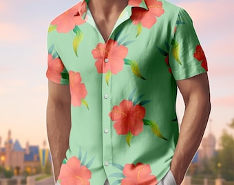 Chemise à manches courtes Punk Rock boutonnée à fleurs de cerisier ros