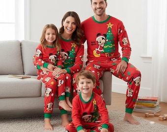 Disney Long Sleeve Pajamas Set, Mickey Christmas Pajamas Family, Cartoon Matching Pajamas, Holiday Gift