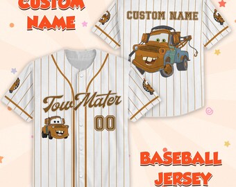 Personalized Mater Cars Baseball Jersey, Tow Mater Disney Shirt, Disney Baseball Matching Shirt, Family Trip Jersey, Disney Car Shirt