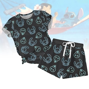 Lilo and Stitch Tshirt and Shorts, Stitch Merch, Lilo Stitch Tee, Angel Stitch Pajamas Women, Disney Stitch Shirt, Magic Kingdom Tee