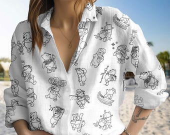 Winnie the Pooh Blouse Shirt, Disney Pooh Blouse for Women, Pooh Bear Shirt Gift, Casual Disney Pooh Shirt, Disneyland Blouse Shirt