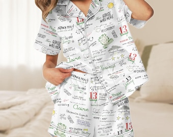 Pijama corto de satén Boys Of Tommen, conjunto de ropa de dormir para mujer, conjunto sedoso para estar en casa, pantalones cortos de pijama, regalo para amantes de los libros de fantasía.