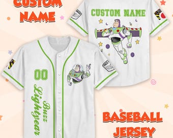 Camiseta de béisbol personalizada de Buzz Lightyear, camiseta a juego de Toy Story, camiseta del equipo de béisbol de Disney, camiseta de béisbol de Toy Story para niños y adultos.