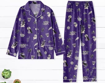 Conjunto de pijama Disney Villains, pijama roxo da Rainha Má, roupa de dormir gótica de Halloween, pijama assustador para mulheres, pijama da Malévola