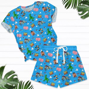 Disney Toy Story T-Shirt And Shorts Set, Buzz And Woody Summer Pajamas Sets, Cute Disney Trip Clothes, Toy Story Characters Tshirt