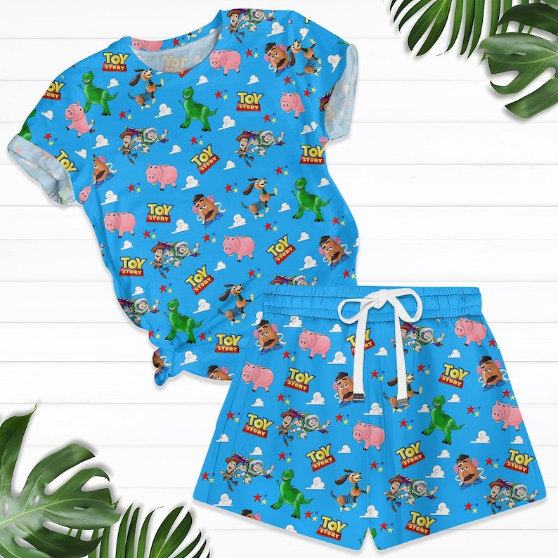Disney Toy Story T-Shirt And Shorts Set, Buzz And Woody Summer Pajamas Sets, Cute Disney Trip Clothes, Toy Story Characters Tshirt