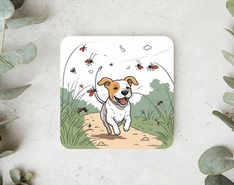 Onderzetter voor thee en koffie | Uniek cadeau schattig hond speelveld Inwijdingsfeest cadeau Art Design Home Decor