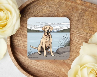 Onderzetter voor thee en koffie | Uniek cadeau Labrador Dog Cute Lake Housewarming Gift Art Design Home Decor