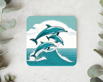 Onderzetter voor thee en koffie | Uniek cadeau Dolphin Family Pod Water Oceaan Zee Housewarming Gift Art Design Home Decor