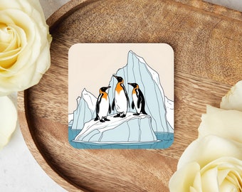 Onderzetter voor thee en koffie | Unieke pinguïns familievrienden ijsberg Antarctische Housewarming Gift Art Design Home Decor
