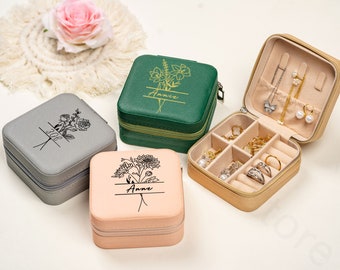 Personalised raw flower jewellery box---leather jewellery box,custom jewellery box,wedding gifts for her,bridesmaid gifts,anniversary gifts