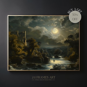 Moody Night Landscape Painting Print Moonlight Art Print Moonlight Painting Print Moody Landscape Painting Moody Moonlight Landscape Print