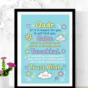Islamic Qadr Sabr Tawakkul Trust Allah poster digital decor