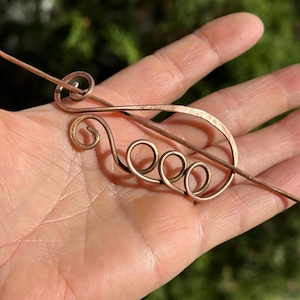 Copper Celtic Shawl Pin, Barrette With Stick, Copper Hair Clip, Copper Hair Pin Stick, hair barrette, Rustic shawl pins, Metal Hair Slide