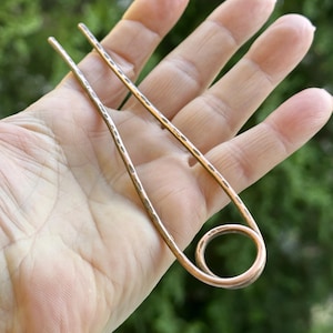 Handmade Hammered Copper Hair Fork: Minimalist Bun Holder