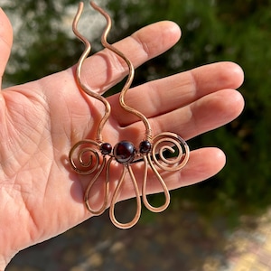 Granat Barrette Pin, Hair Slide, Hair barrette, Hair Fork, Hair Pin Wrapped Hair Slide with Gemstone, Metal Hair Pin, Hair slide jewelry