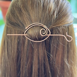 Minimalist Copper Hair Slide: Hand Hammered Celtic Hair Pin