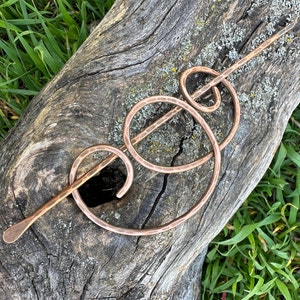 Handmade Copper Hair Fork: Wire Wrapped Hair Slide, Shawl Pin