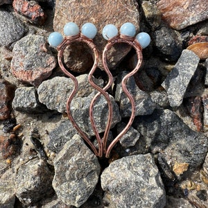 Aquamarine Copper Hair Barrette, Minimalist Hair Pin,Hammered Bun holder, Hair Comb, Hair Jewelry,Hair slide jewelry