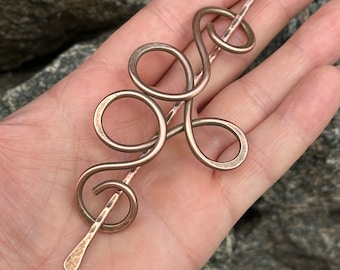 Hair Barrette, Celtic knot copper hair pin, Hair Clip, Hair Pin, Hair Stick, Rustic shawl pins, Hair Slide Long Hair, Metal Hair Slide