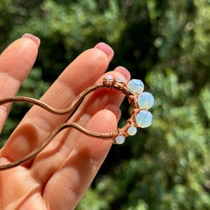 Copper Opal Bun Holder Pin: Celtic Hair Clip with Stick