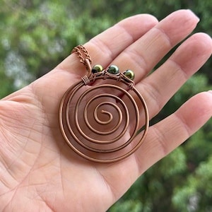Hematite Copper Necklace for Women, Antique Copper circle Pendant, Handmade copper chain, Antiqued Copper Disc Necklace, Stacking Necklace