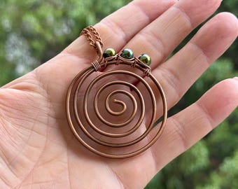 Hematiet koperen ketting voor vrouwen, antieke koperen cirkel hanger, handgemaakte koperen ketting, antieke koperen schijf ketting, stapelketting