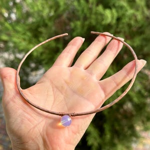 Opal Copper Choker necklace, Metal Choker, Women&#39;s Copper Jewelry, Copper Collar Necklace, Copper Wier Wrap Necklace, Wire Wrap Choker