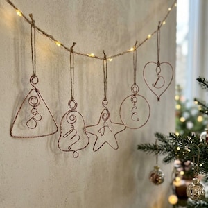 Adorno navideño de cobre personalizado, adorno con inicial, decoración colgante hecha a mano, decoración para árbol genealógico, adorno de pared de cobre