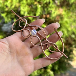 Moonstone Copper Hair Pin, Hair Stick, Scarf or shawl pins, Accessories for women, Copper barrette hair holder, Metal Hair Slide