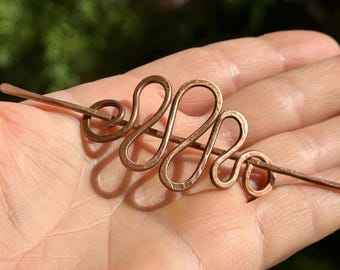 Hammered Copper Hair Clip: Viking Shawl Pin Barrette