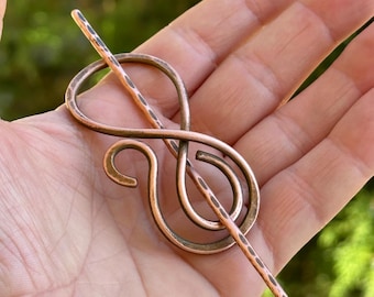 Celtic Copper hair Barrette, Copper Hair Stick, Wire Wrapped Hair, Celtic Hair Knot, Shawl Pins, Hair Slide Long Hair, Metal Hair Slide
