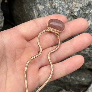 Agate Hair Pins: Copper Wire Wrapped Hair Slide for Buns