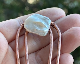 Hammered Copper Hair Pin - Etsy display picture 2