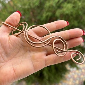 Copper Celtic Shawl Pin, Barrette With Stick, Copper Hair Clip, Copper Hair Pin Stick, hair barrette, Rustic shawl pins, Metal Hair Slide