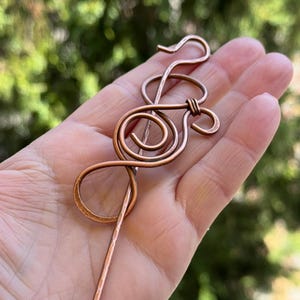 Copper Spiral Hair Barrette: Rustic Metal Hair Slide